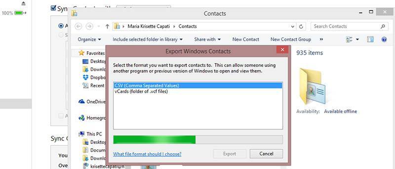 Export contact files to csv free
